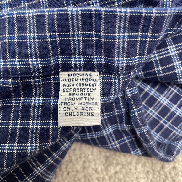 Polo By Ralph Lauren Halpern Button Down Shirt Mens 16 32/33 Blue Plaid Cotton - Picture 8 of 14